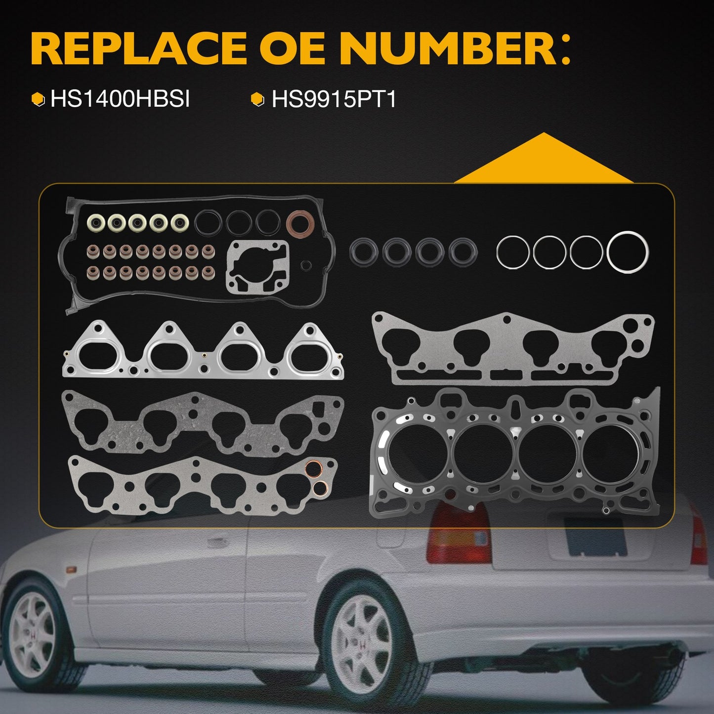 HS9915PT1 Cylinder Head Gasket Set Fit 1996-00 Honda Civic Del Sol HX CX DX 1.6L