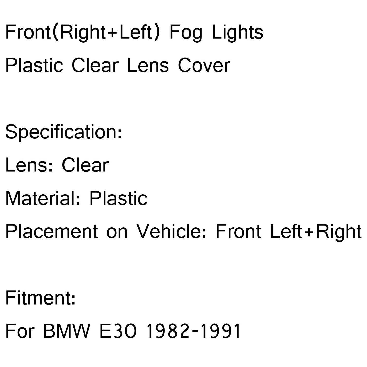 Pair Front Bumper Fog Lights Clear Plastic Lens For BMW E30 318i 318is 82-91 USA
