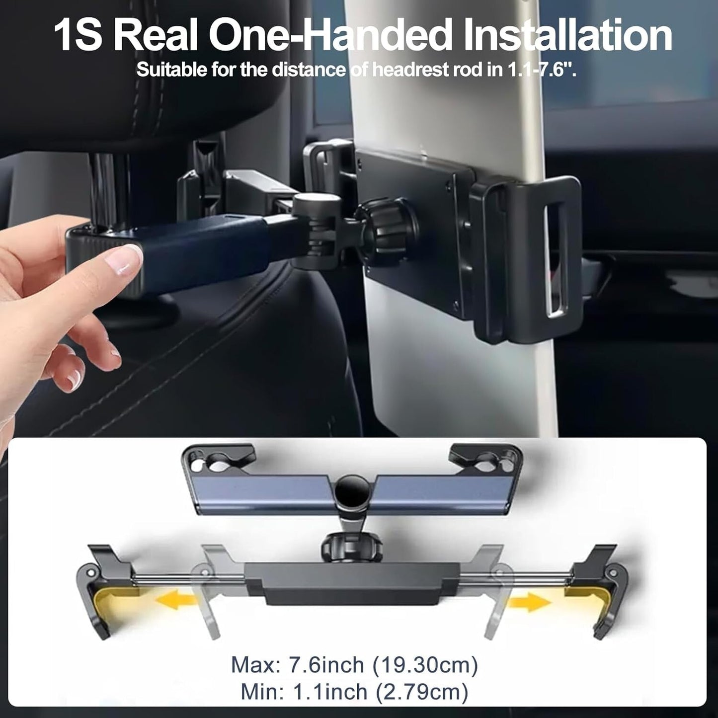 Car Seat Headrest Mount 360?? Tablet iPad Holder 4.7"-12.9" Universal
