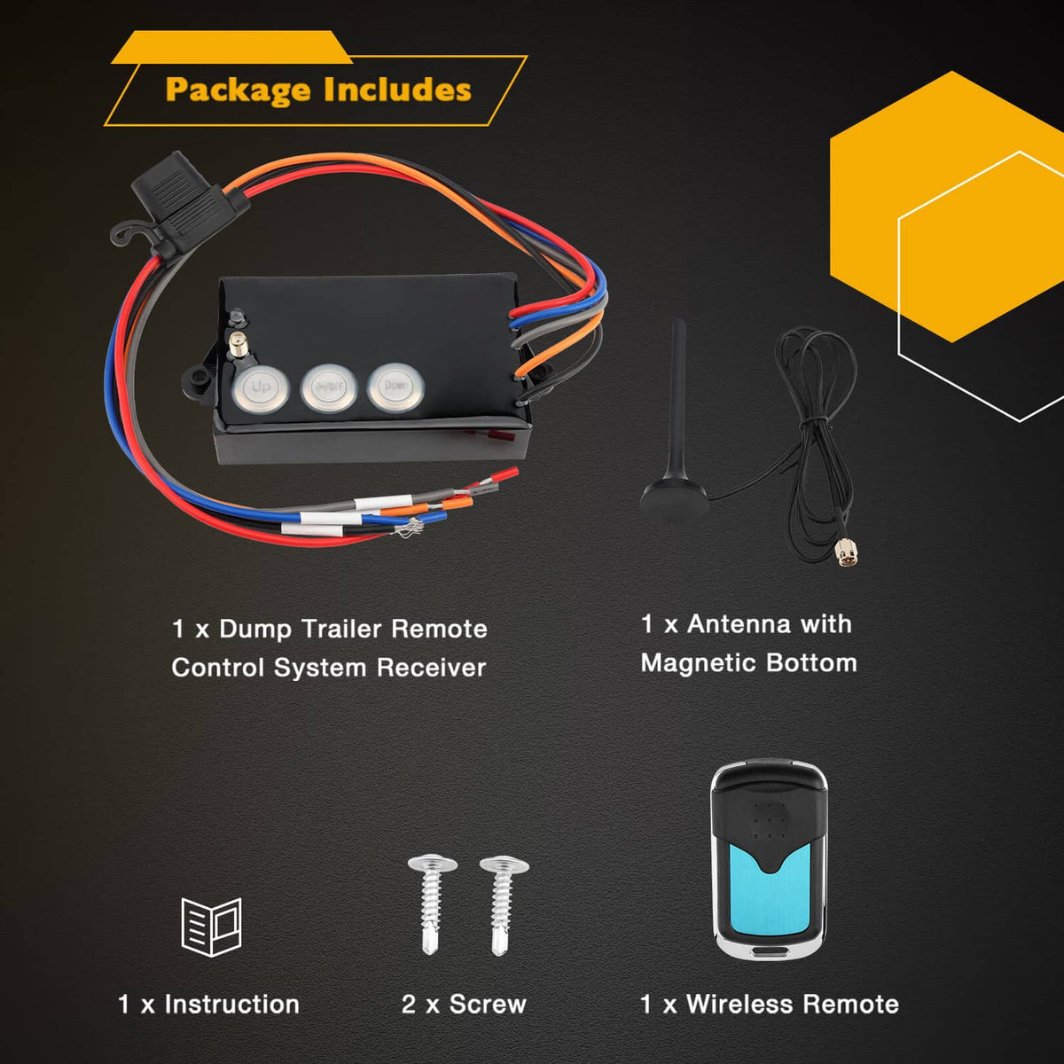 Solid Spare G3-H01 Dump Trailer Wireless Remote Control System Kit Hydraulic Lift Winch Tilt