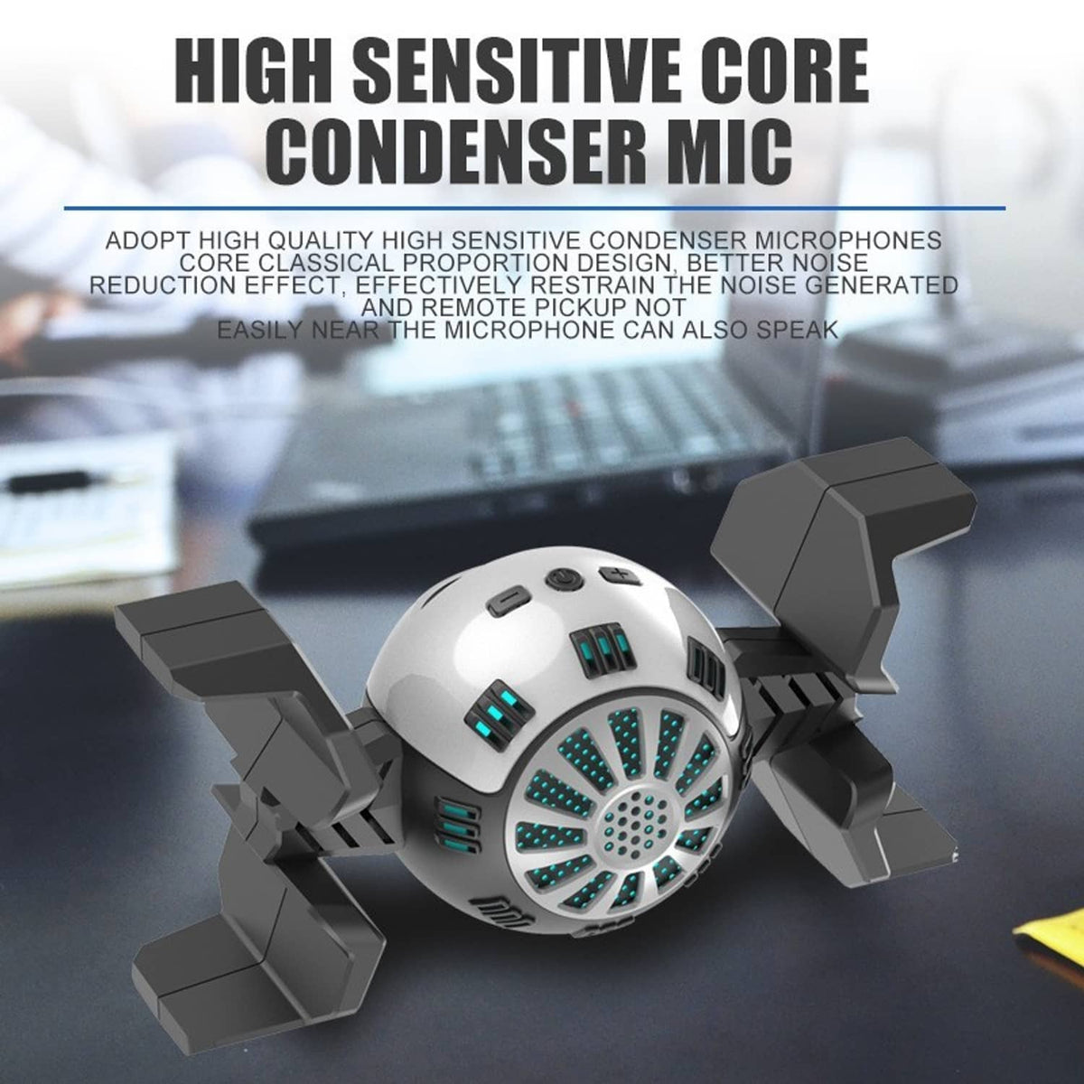 Solid Spare USB Desktop Game Microphone Condenser Mic Live Streaming Kit Podcast Recording