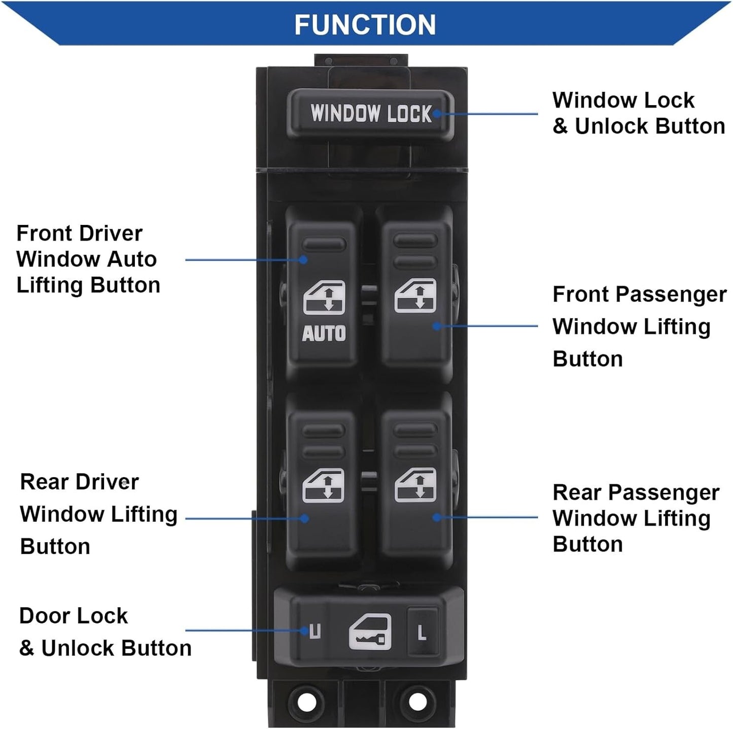 Driver Side Master AUTO Power Window Switch For 2000-2002 Silverado Chevrolet