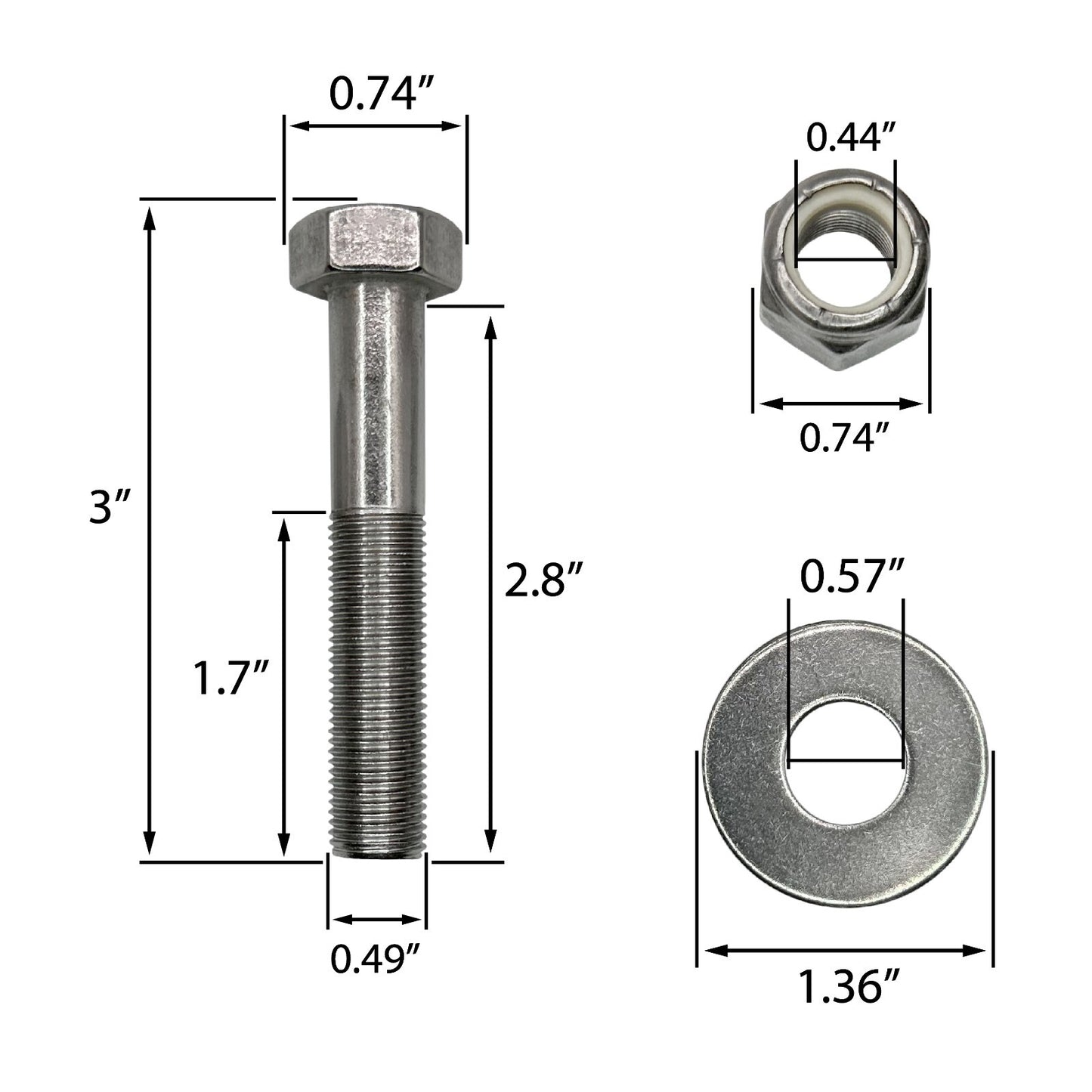 Jack Plate Bolt Kit for Mounting Outboard for BK-1-DP, BK1DP, 02-1729