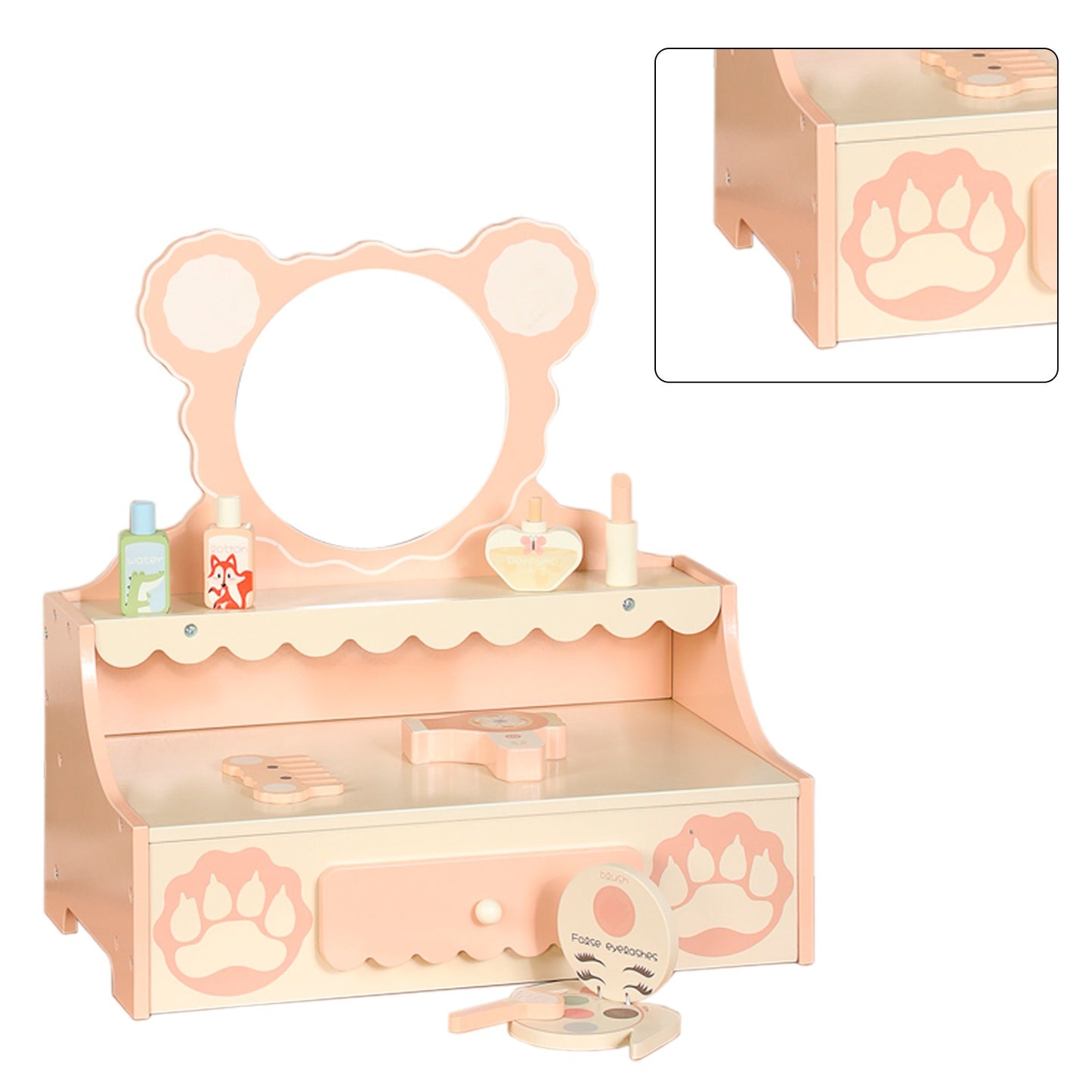 Kids Vanity Set with Storage Drawer Little Girls' Makeup Table with Mirror