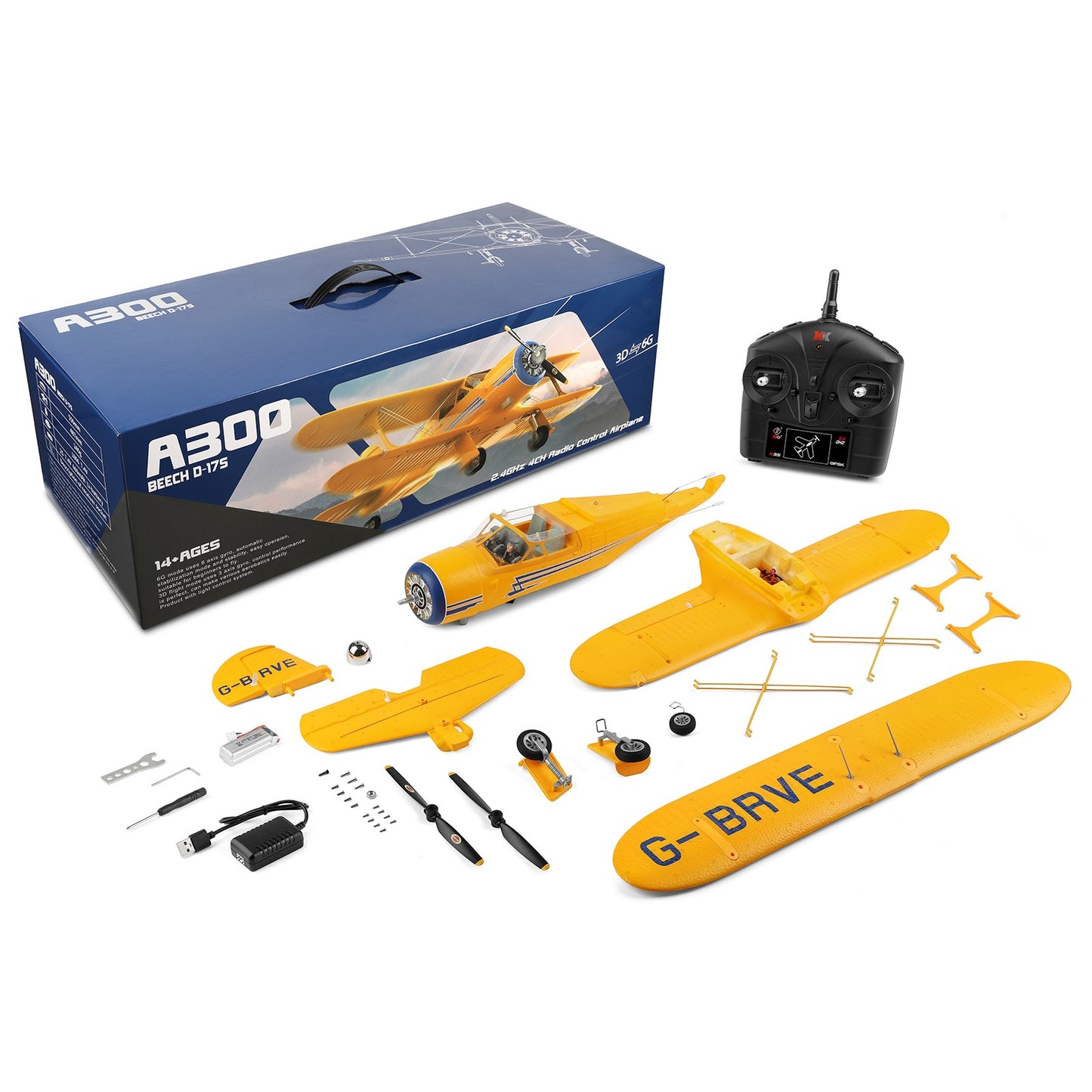 Solid Spare Wltoys D-17 A300 Brushless RC Airplane With Lights 6G/3D Mode 2.4Ghz Kid Toy