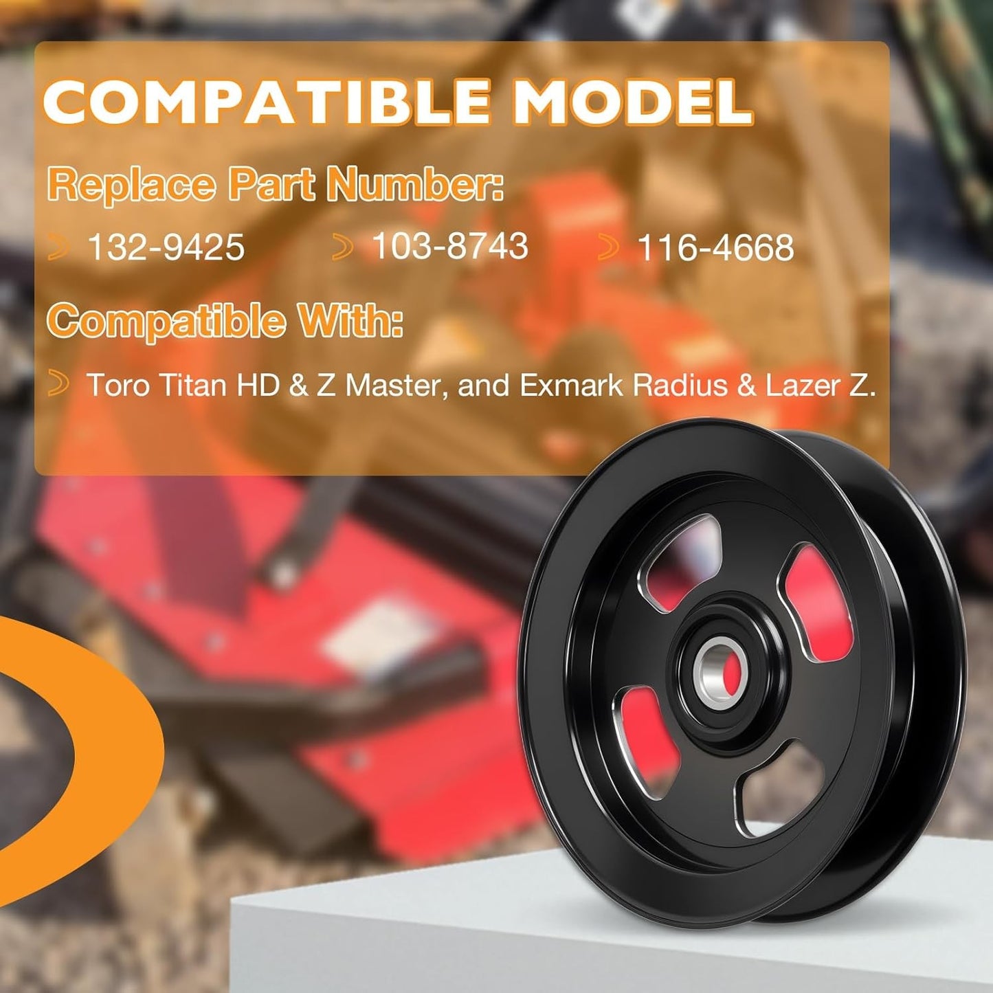 132-9425 Deck Flat Idler Pulley For Exmark Lazer Z Titan Toro 103-8743 116-4668