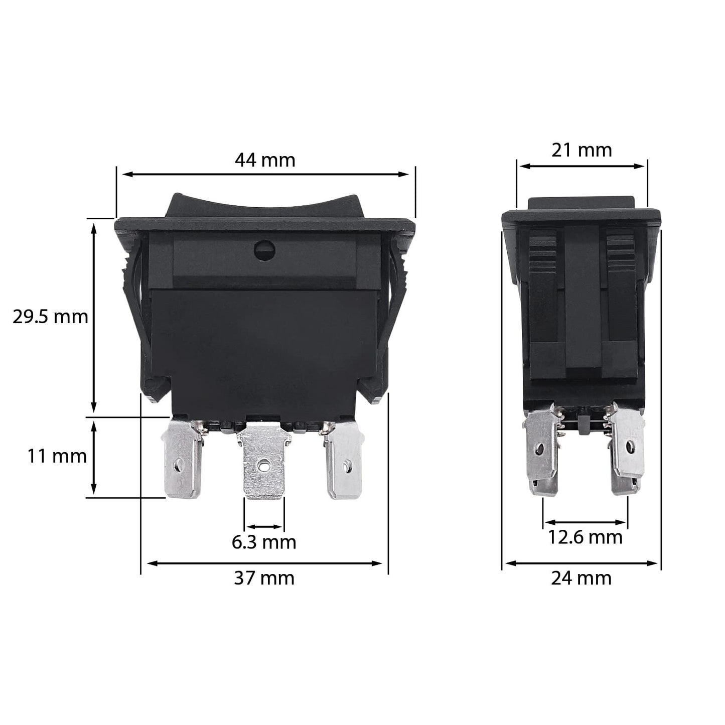Momentary Reverse Polarity Rocker Switch 20A, 12V DC On-Off DPDT - 6 Pin (2 pk)
