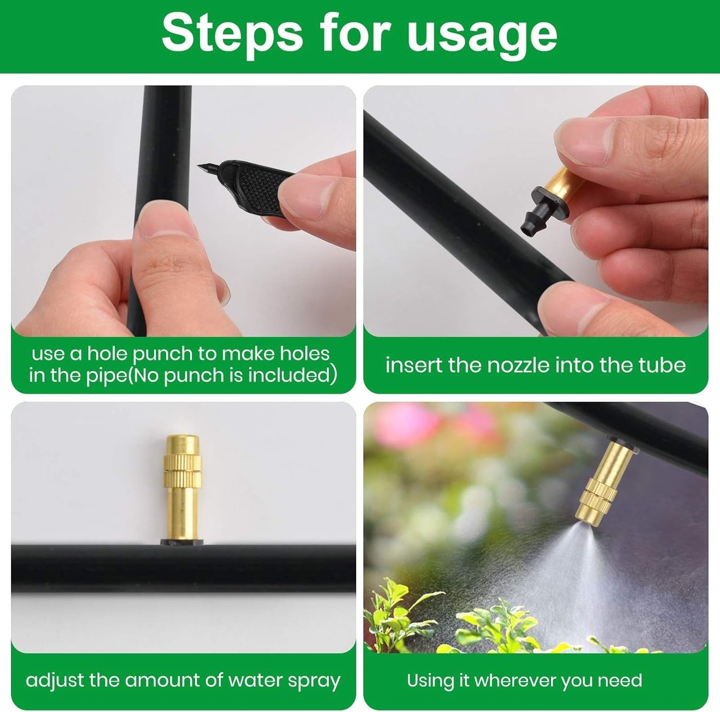 30Pcs Adjustable Misting Nozzle Gardening Watering Brass Spray Sprinkler Set US