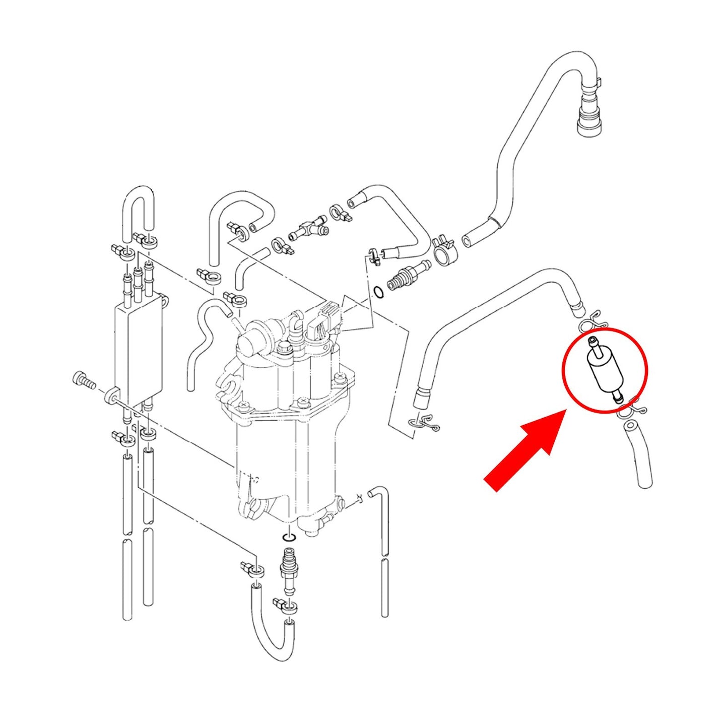In-Line Fuel Filter for Yamaha Outboard, 2005 & Up - 18-79983, 6C5-24251-00-00