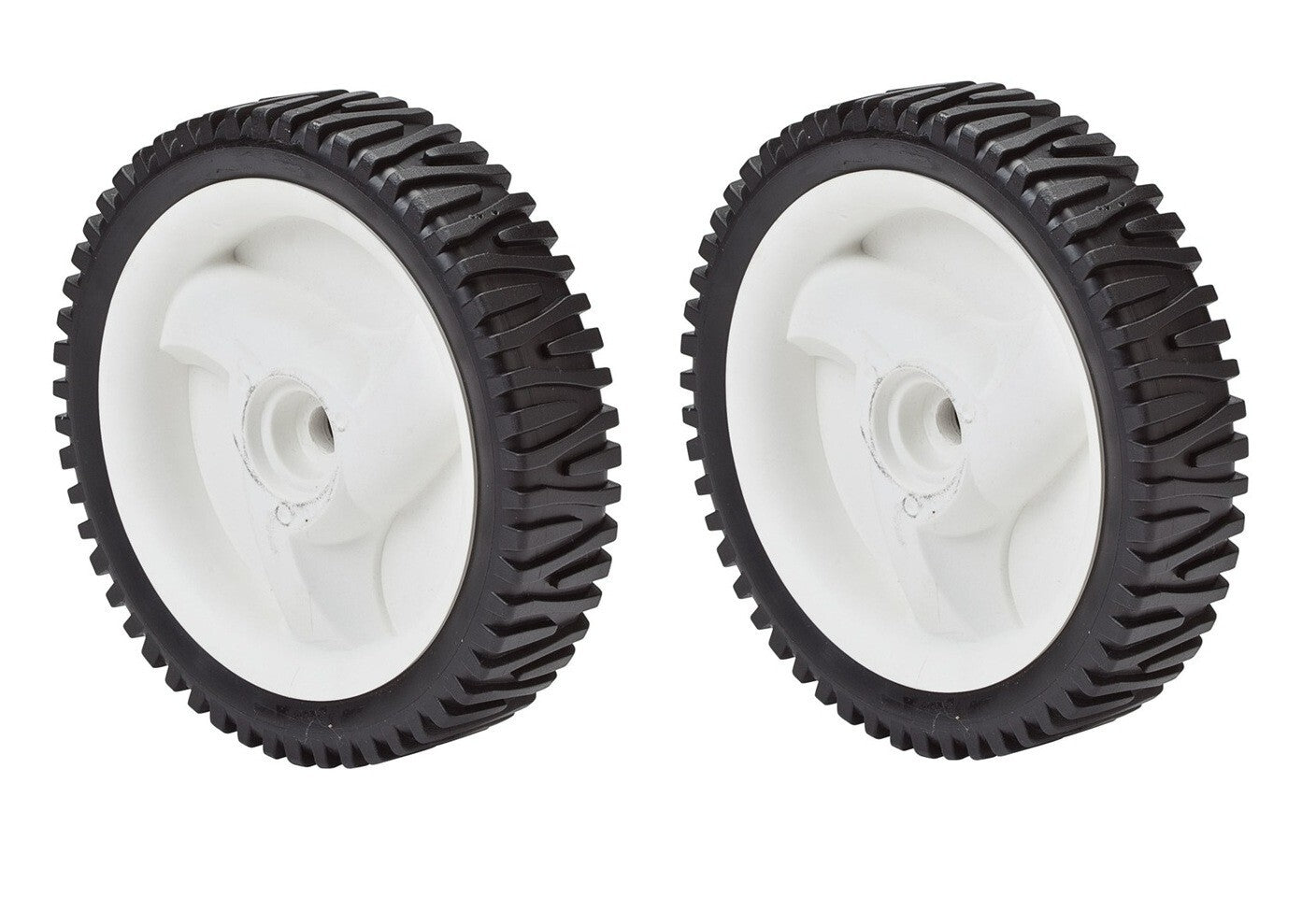 Solid Spare (2) Oregon 72-033 Semi Pneumatic Lawn Mower Wheels Black 8 inch