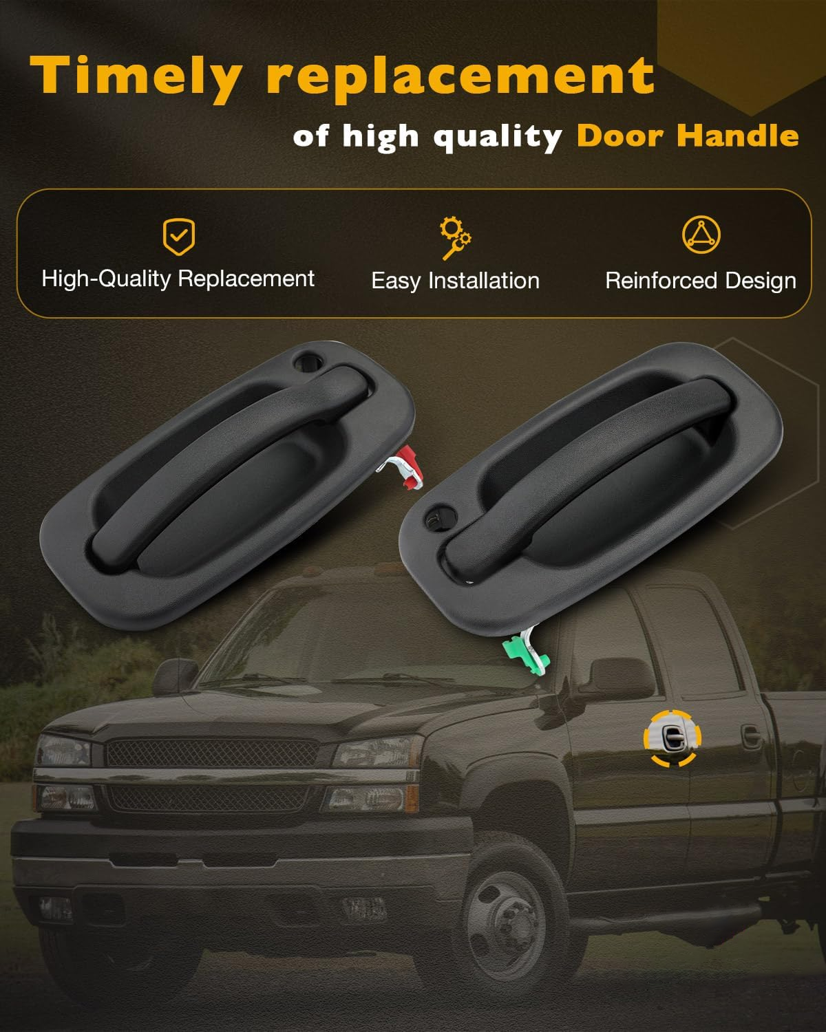 4X Exterior Door Handle Set w/ Lock Cylinders & Key For 99-07 Chevy GMC Cadillac