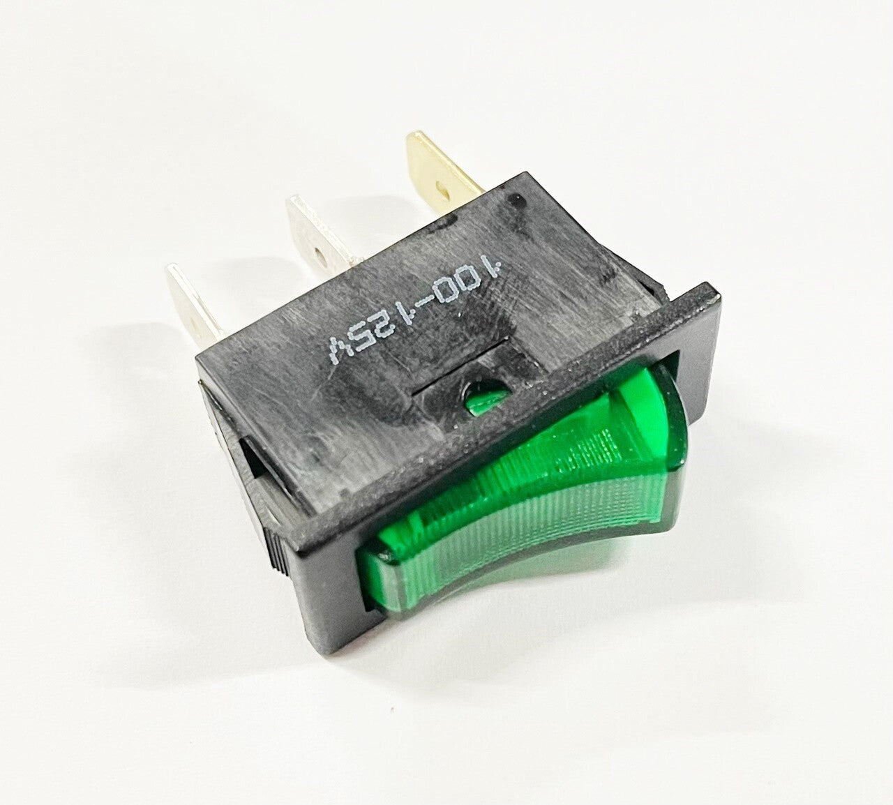 Green Rocker Switch (Illuminated) 16A 125V SPST 3 Prong 2 Position On/Off Toggle