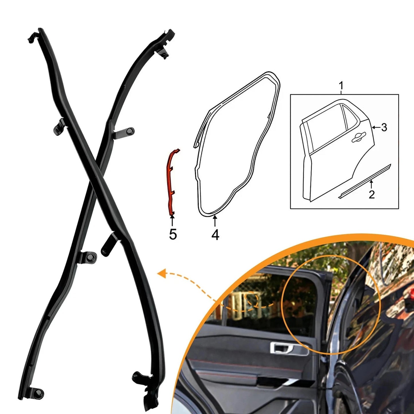 Left+Right Door Weatherstrip Seal BB5Z7825324B 25B For Ford Explorer 2011-2019