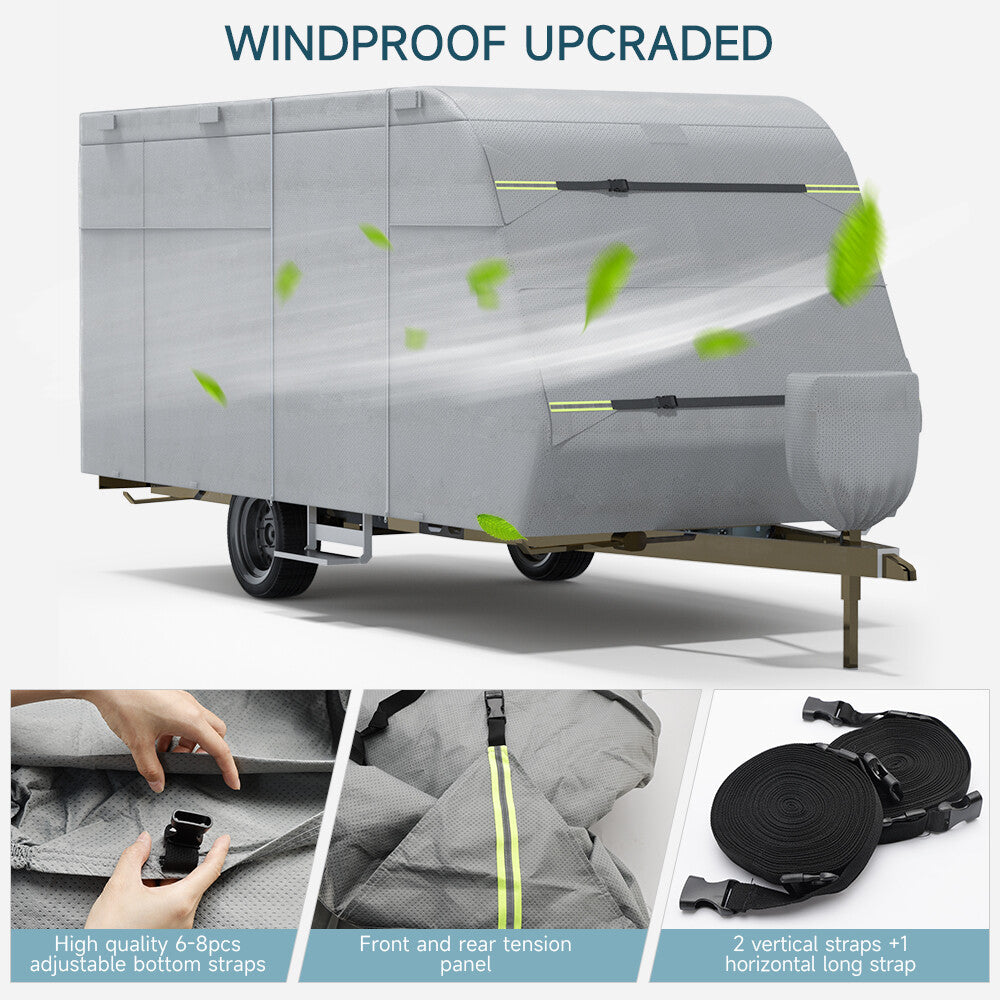 5-Layer Camper RV Cover 27'-30' Travel Trailer Windproof w/ Repair Patches