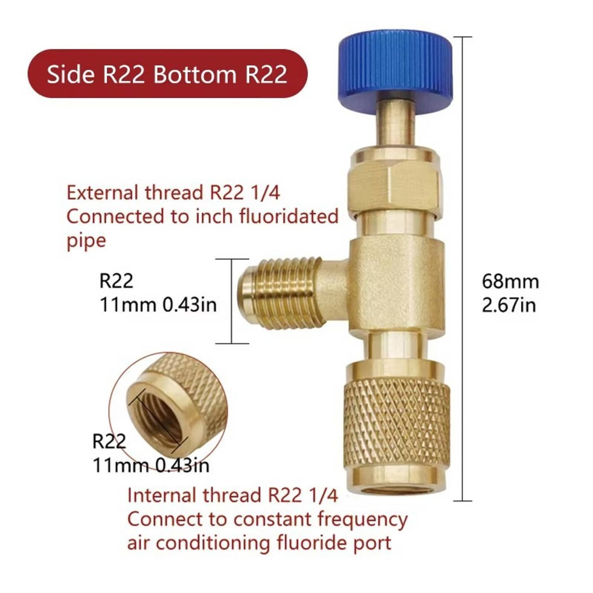 Solid Spare 2PCS R410 R22 Refrigerant Service Charging Shut off Adapter Control Valve HVAC