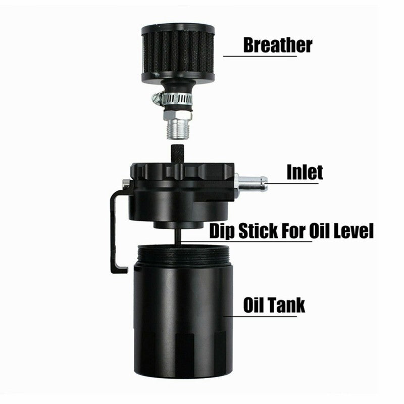 Universal Aluminum Oil Catch Can Kit Reservoir Baffled Tank with Breather Filter
