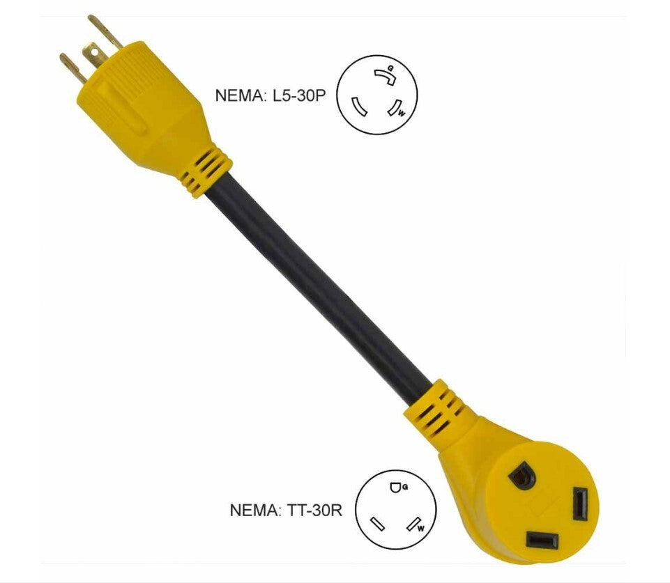 Solid Spare OEM Superior RVA1537 Generator 30 Amp to RV 30 Amp Female 12" 10AWG/3 Cord
