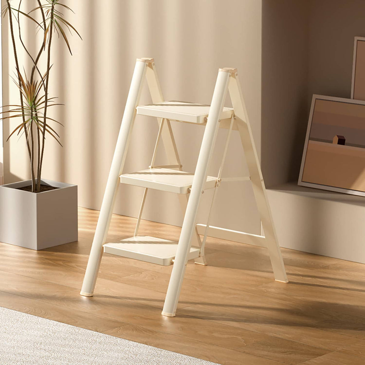 Solid Spare Stepladder, 3 Tiers, Foldable, Aluminum, Ladder, Load Capacity 330.7 lbs