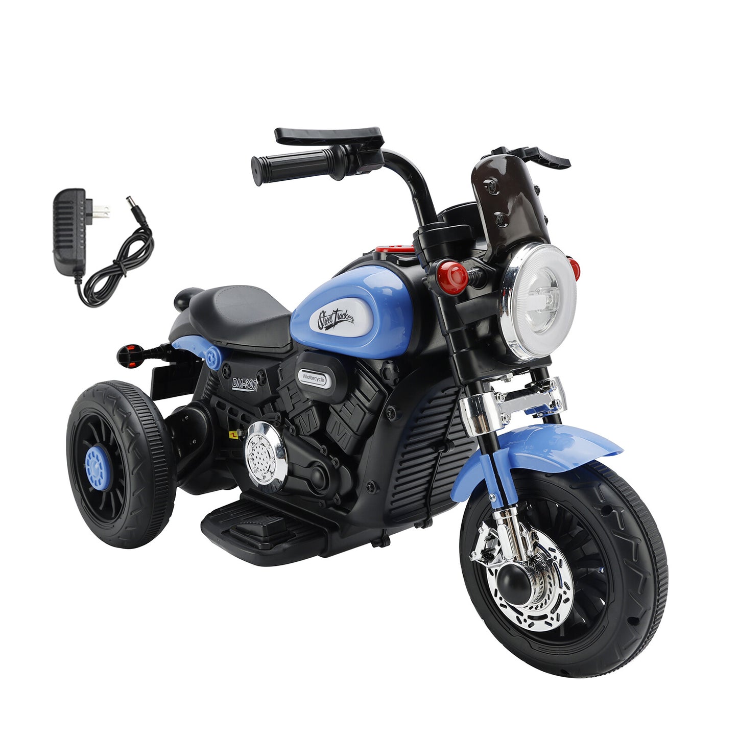 3 Wheel Kids Ride On Motorcycle 6V Powered Electric Dual Drive Toy Car Blue