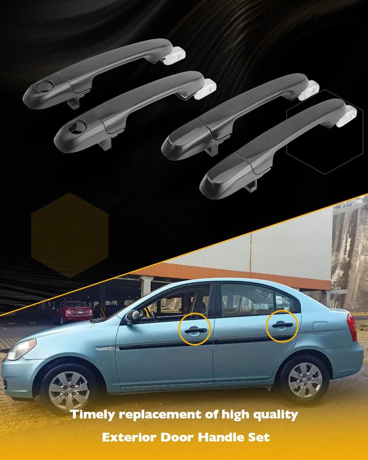 Exterior Outside Door Handle Set LH RH For 2006-11 Hyundai Accent Dodge Attitude