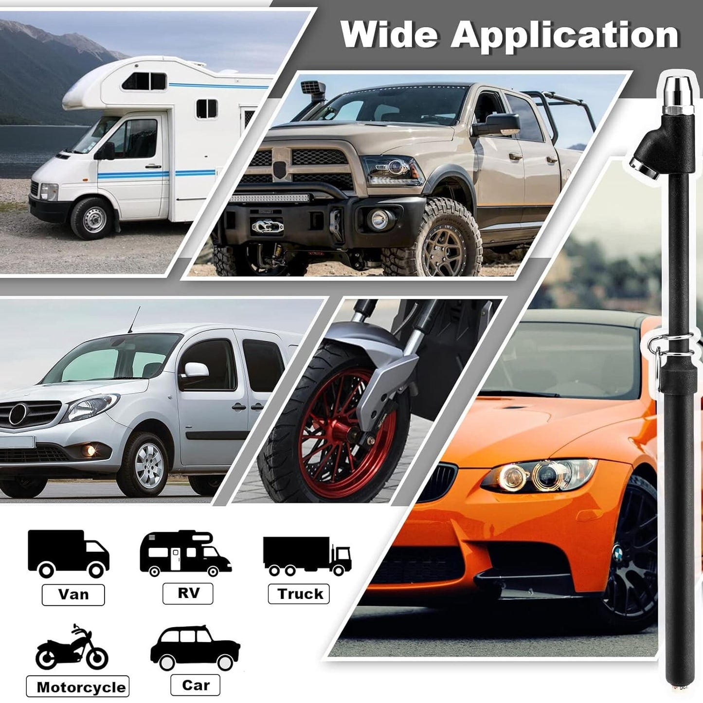 Heavy Duty Air Pressure Tire Gauge Straight-on Dual Head Chucks for Truck Car RV