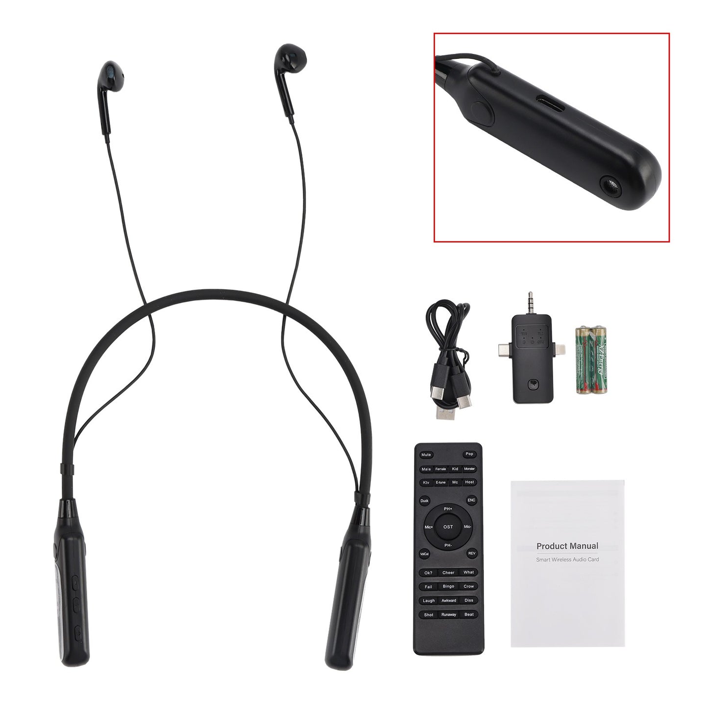 Wireless Sound Card Complete Neckband Live Streaming Earphones for Phone PC TV