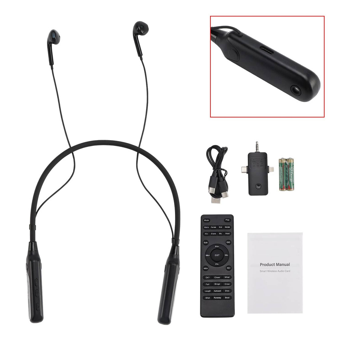 Solid Spare Wireless Sound Card Complete Neckband Live Streaming Earphones for Phone PC TV