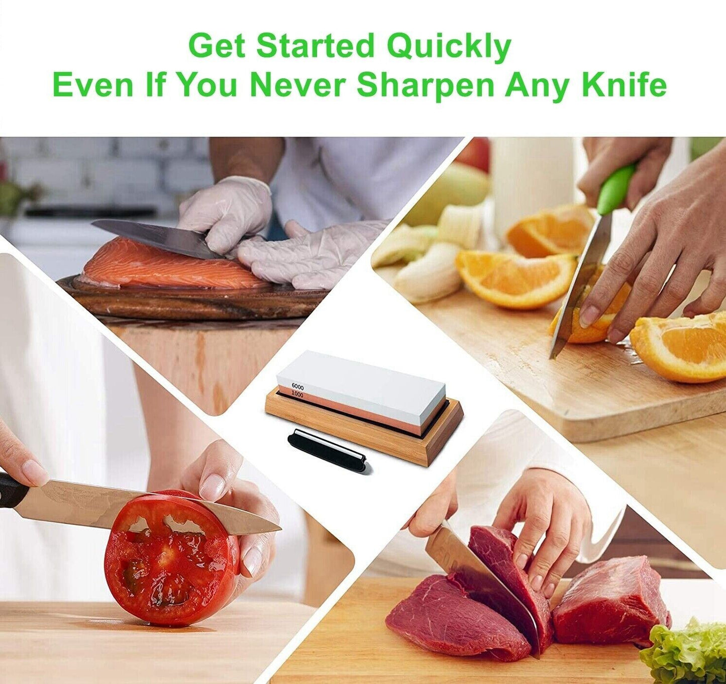 Knife Sharpening Stone Set Professional Whetstone 4 Side Grit 400/1000 3000/8000