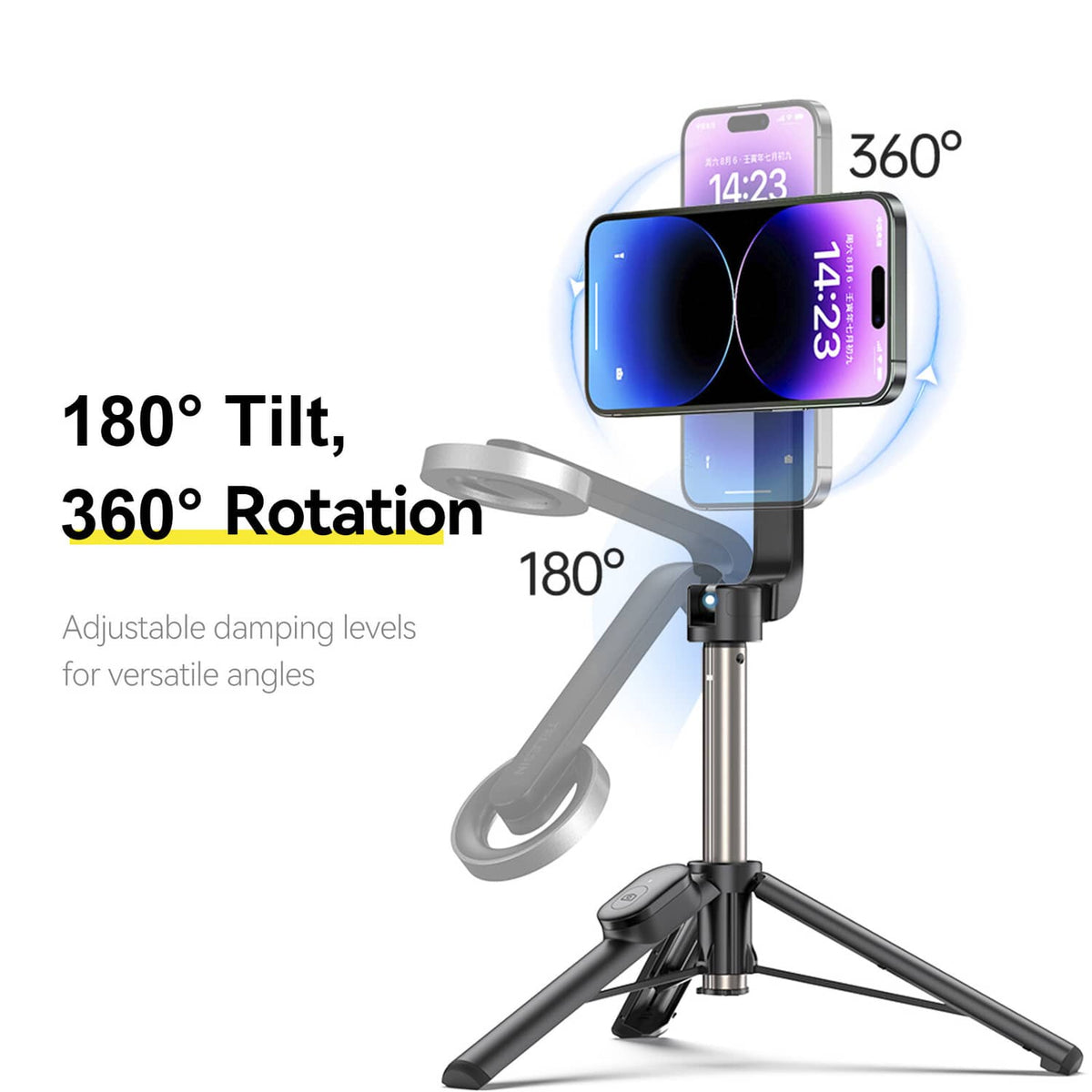 Solid Spare Magnetic Mobile Phone Mini Selfie Stick Remote Control Aluminum Alloy Tripod