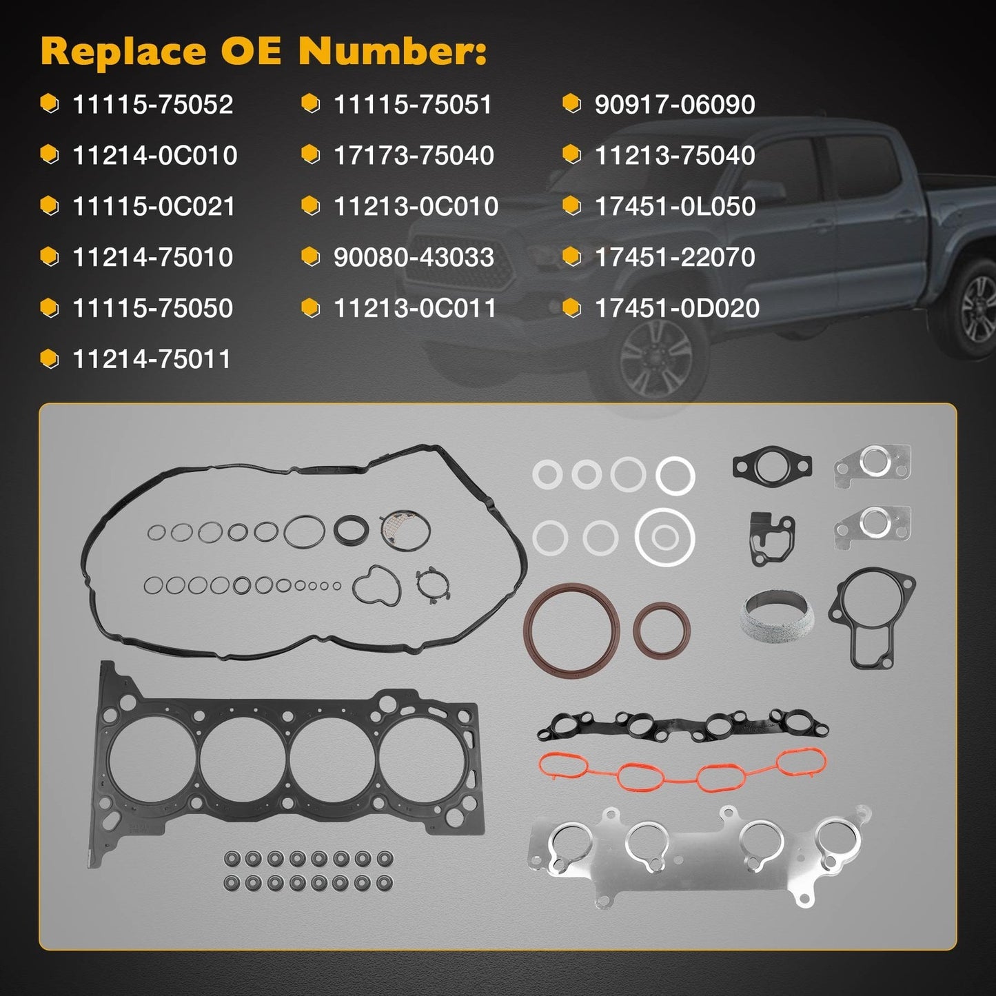 Head Gasket Set For 2005-20 Toyota Tacoma 4Rrunner 2.7L 2694CC L4 DOHC HS26357PT