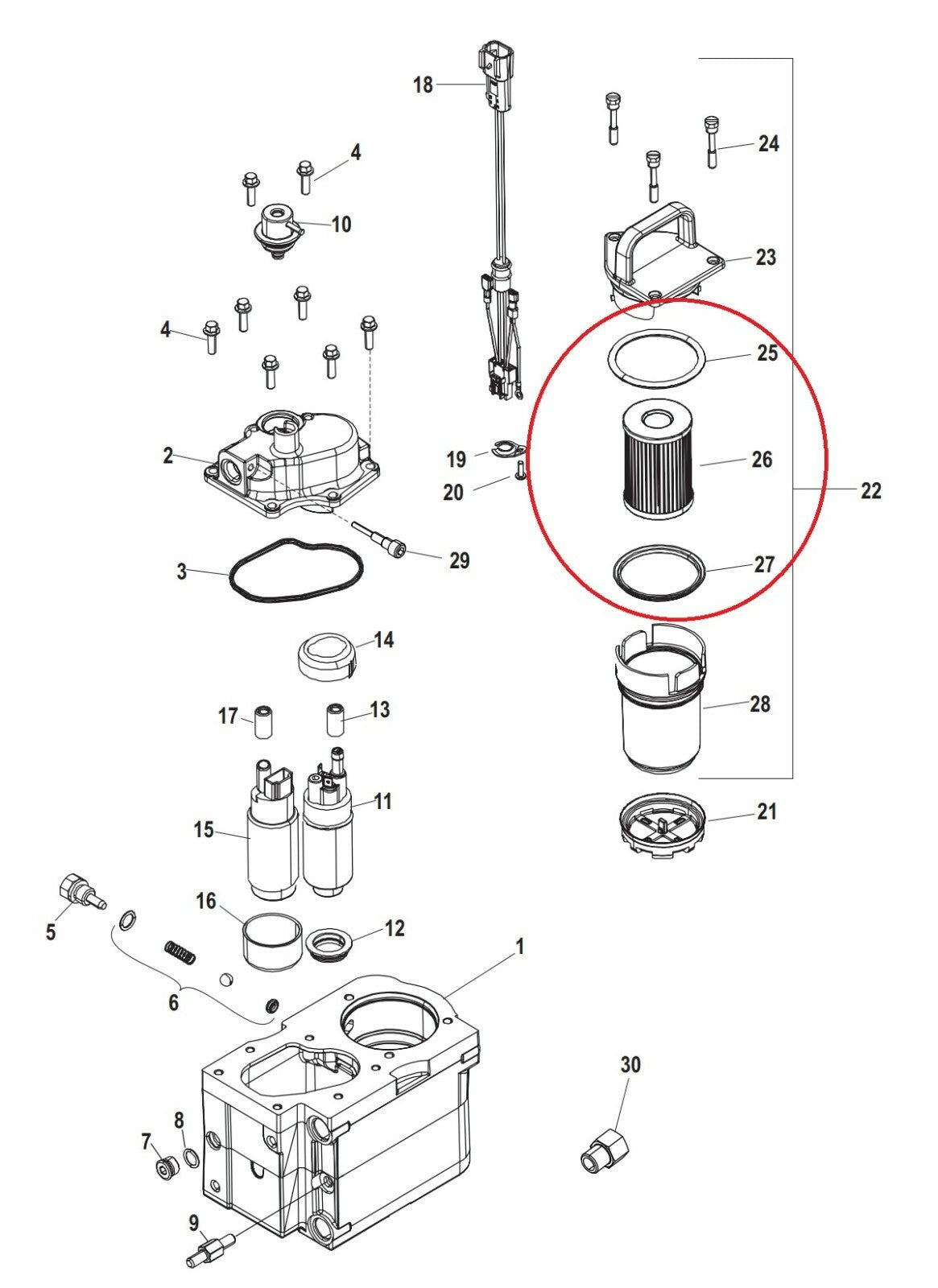 Gen III Fuel Filter For MerCruiser - 35-8M0093688, 35-866171A1, 18-7977