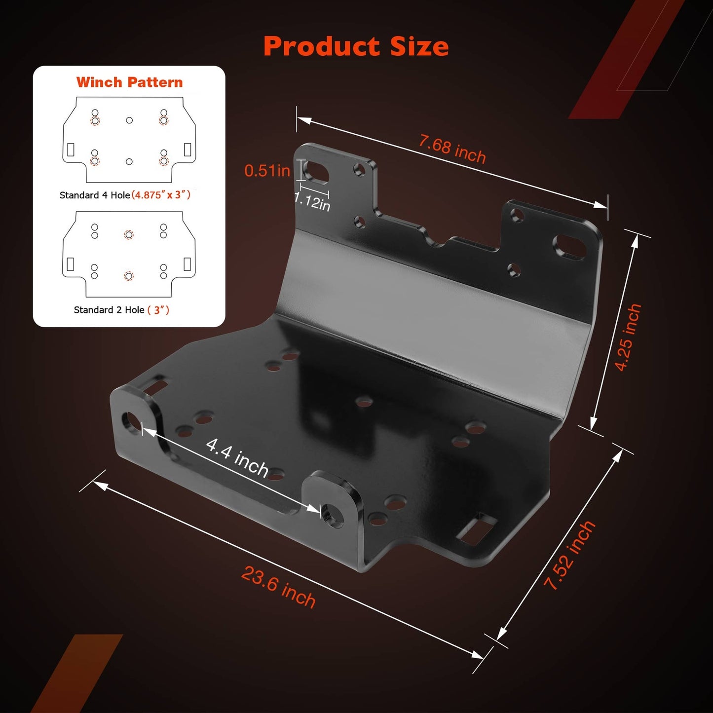 101275 Winch Plow Mount Bracket Plate Kit For 2016-23 Yamaha Grizzly Kodiak 700