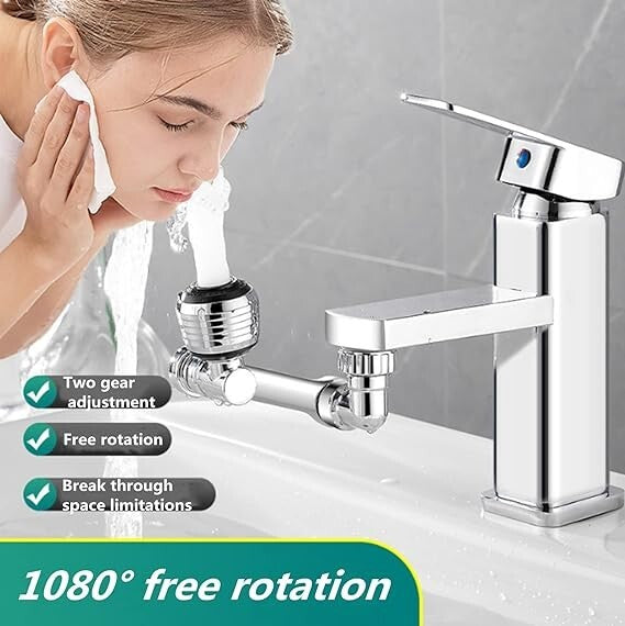2 Pcs Universal 1080?? Swivel Extension Faucet Aerator Rotate Robotic Arm Extend