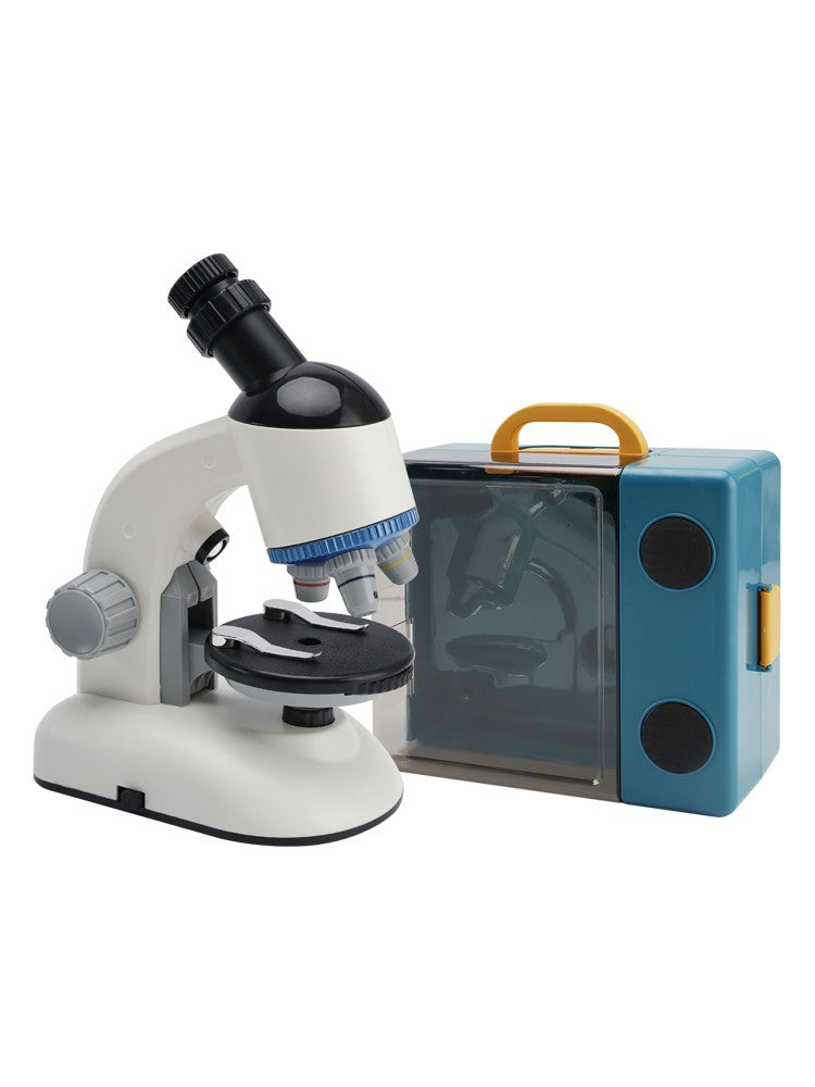 Rotating Microscope LED 100X-1200X Magnification Science Toys Kit For Kid White