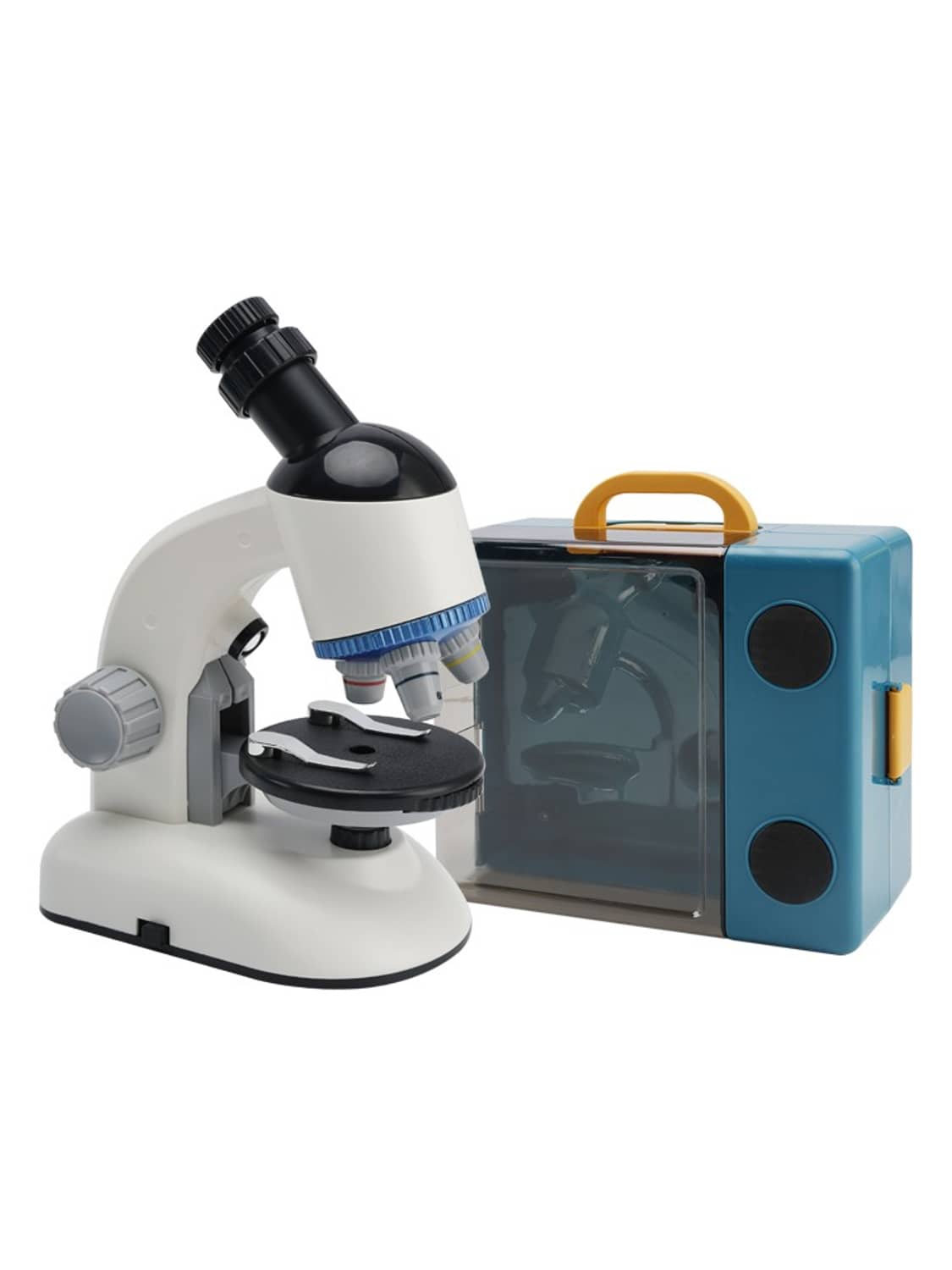 Solid Spare Rotating Microscope LED 100X-1200X Magnification Science Toys Kit For Kid White
