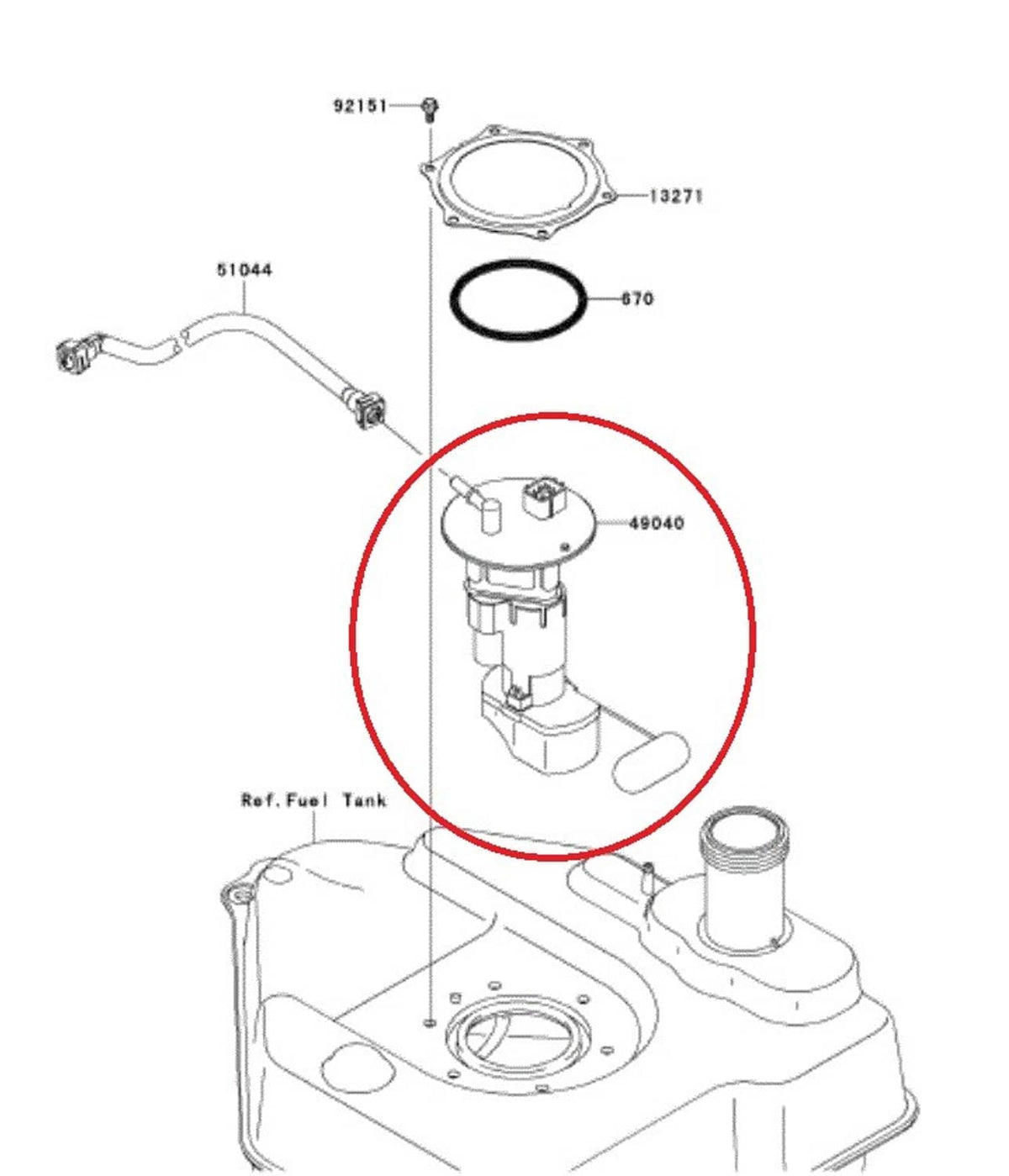 Solid Spare Fuel Pump Assembly For 2008-2020 Kawasaki Brute Force 750 4x4i EPS - 49040-0717