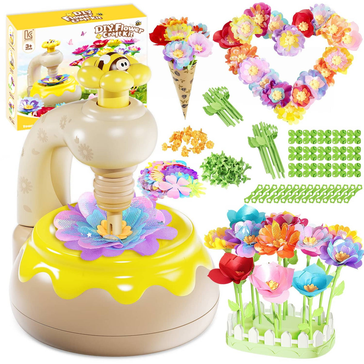 Solid Spare Flower Bouquet Making Kit DIY Flower Bouquets Craft Toy For 4+ Year Kid Yellow