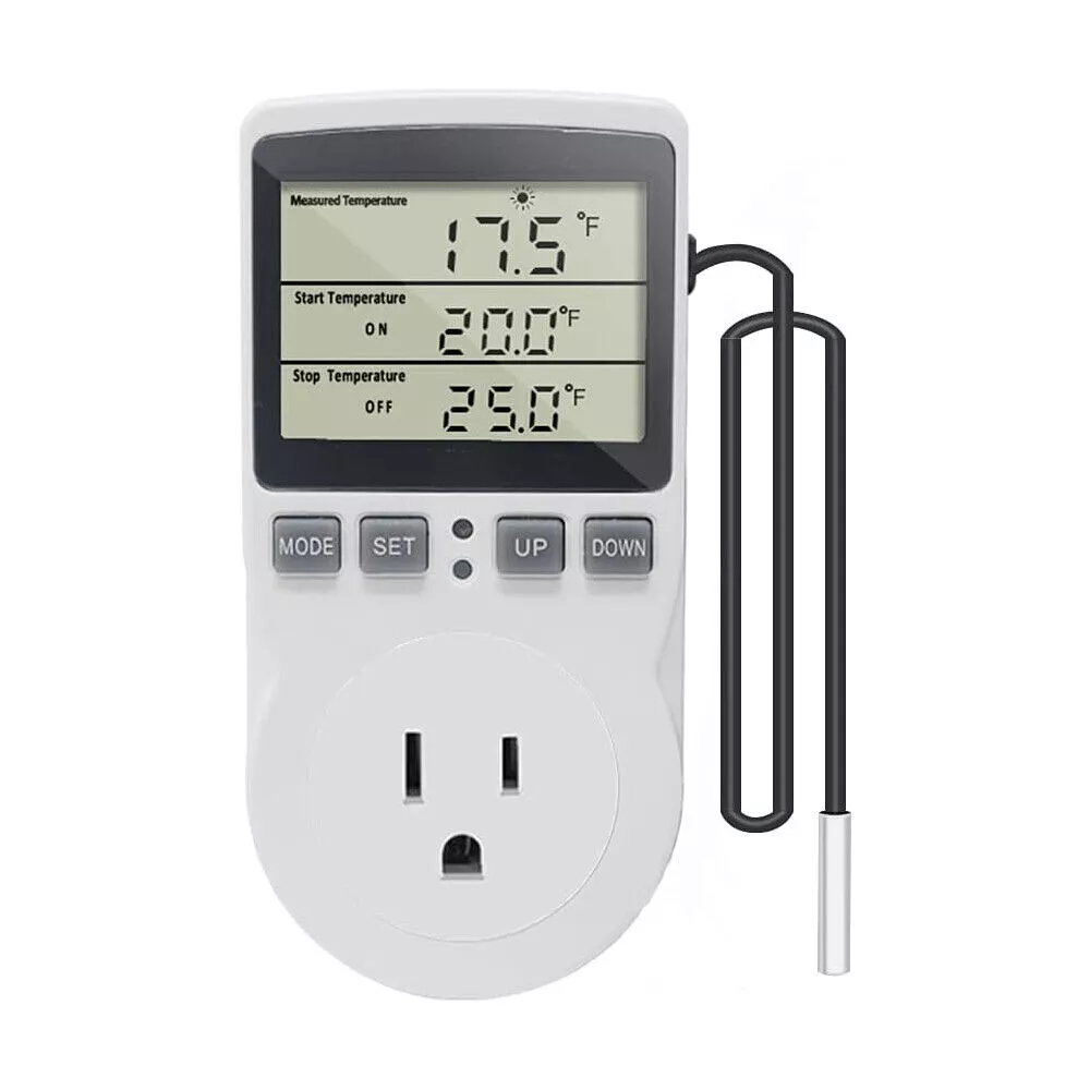 Digital Thermostat Heating Cooling Temperature Controller Outlet Plug w/ Probe