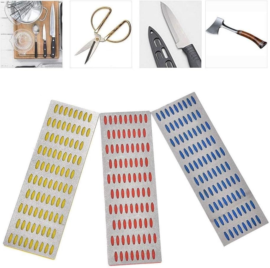 6PCs Large&Small Diamond Sharpening Hone Stone Whetstone Block Kitchen Knife