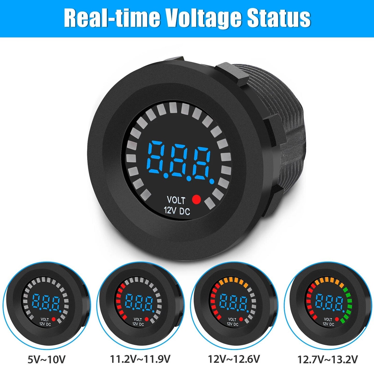 2x Waterproof Car Battery Meter Voltmeter LED Digital Display Voltage Gauge 12V
