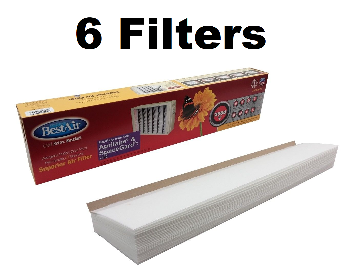 Solid Spare Air Filter for Aprilaire SG4-6 SpaceGard Air Cleaner 401 2400 MERV 11 6 PACK