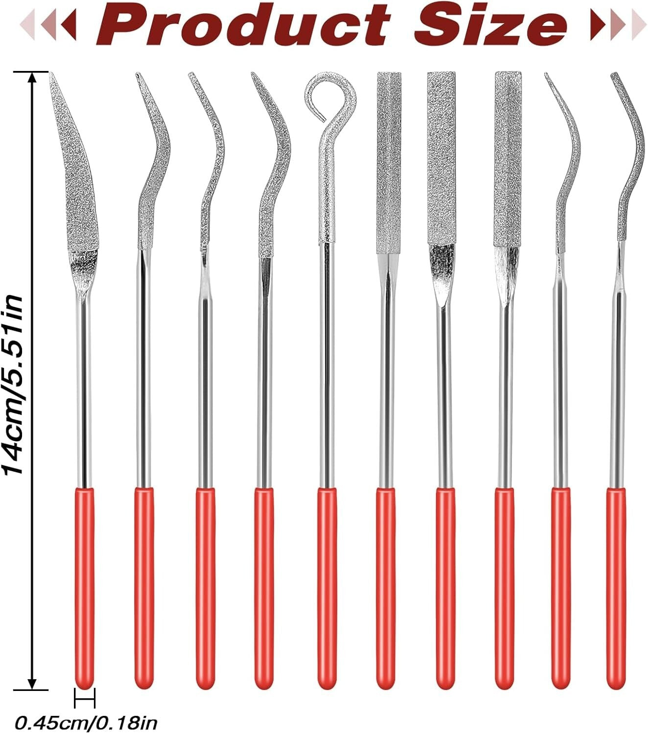 20pcs Diamond Needle File Set, 3*140mm Mini Handy Polishing Carving Working Tool