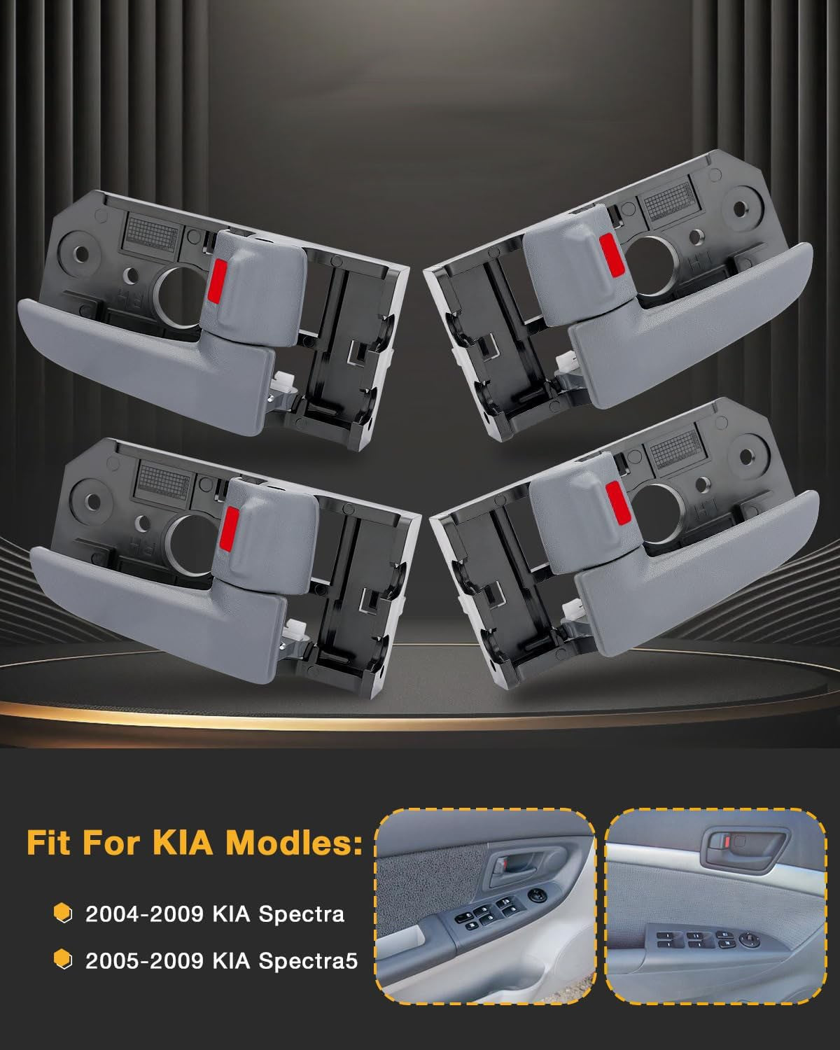 4X Interior Door Handle Front Rear Left & Right Fit 2004-09 Kia Spectra Spectra5