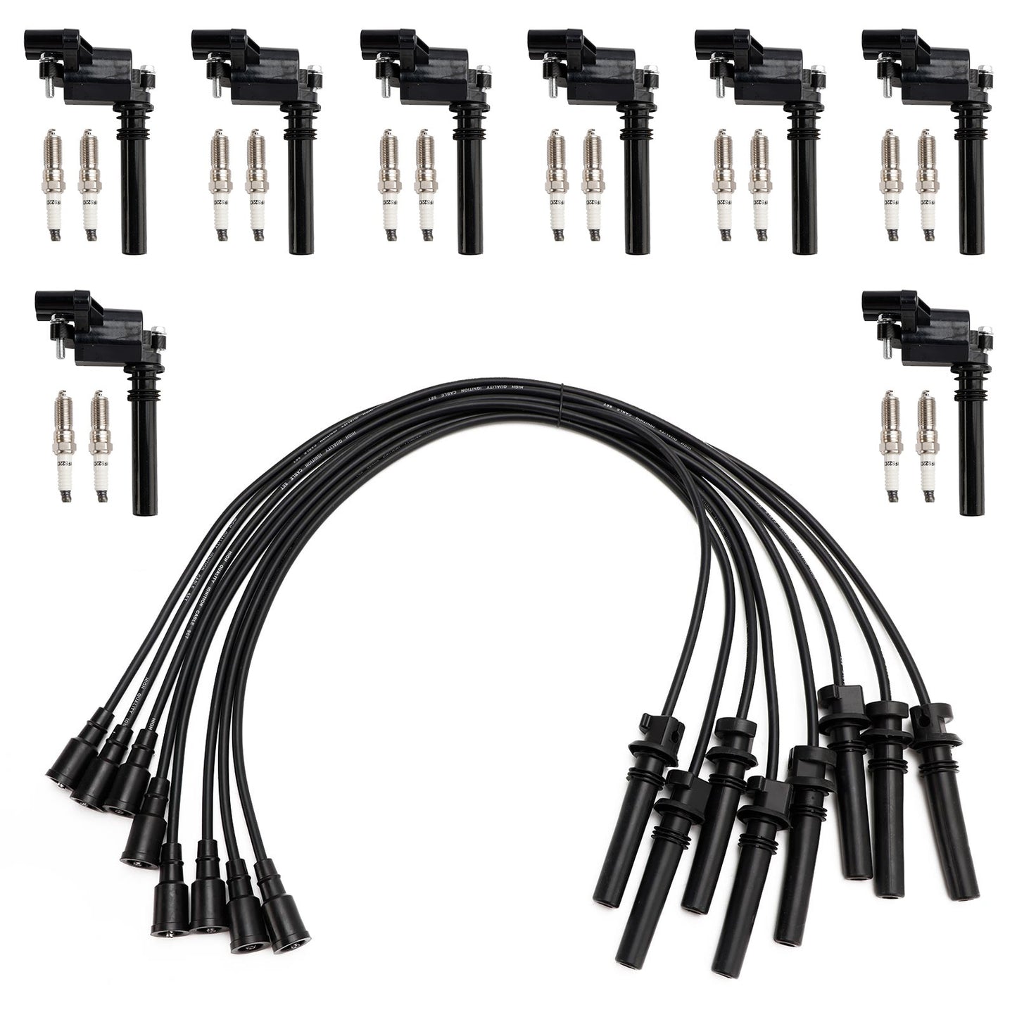UF378 Ignition Coil+Spark Plug+Wire set For Dodge Ram 1500 2500 3500 5.7L V8 ..