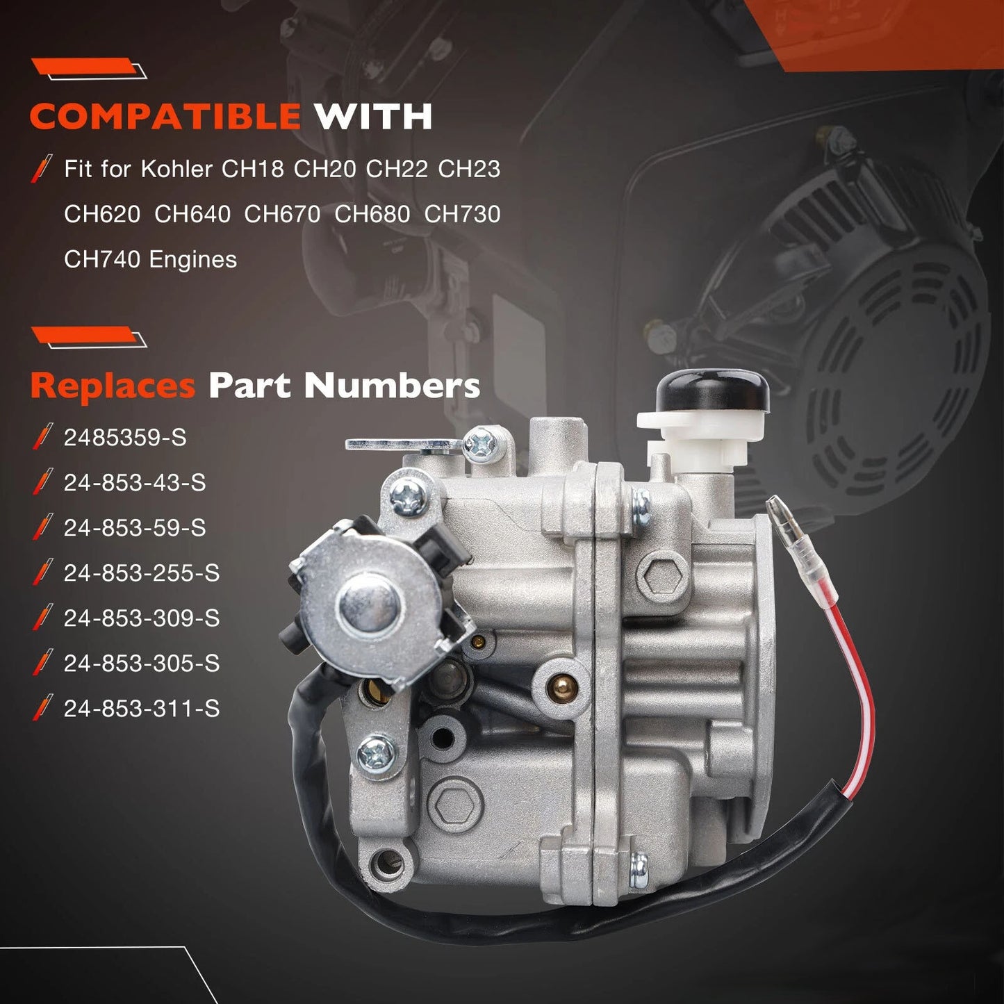 24-853-34-S Carburetor Kit For Kohler CH740 CH730 25HP 24-853-162-S 24-853-93-S