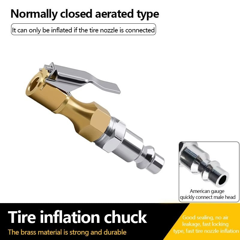 3 PCs 250PSI Brass Lock-on Air Chuck with Tire Inflator Valve 1/4 in. NPT