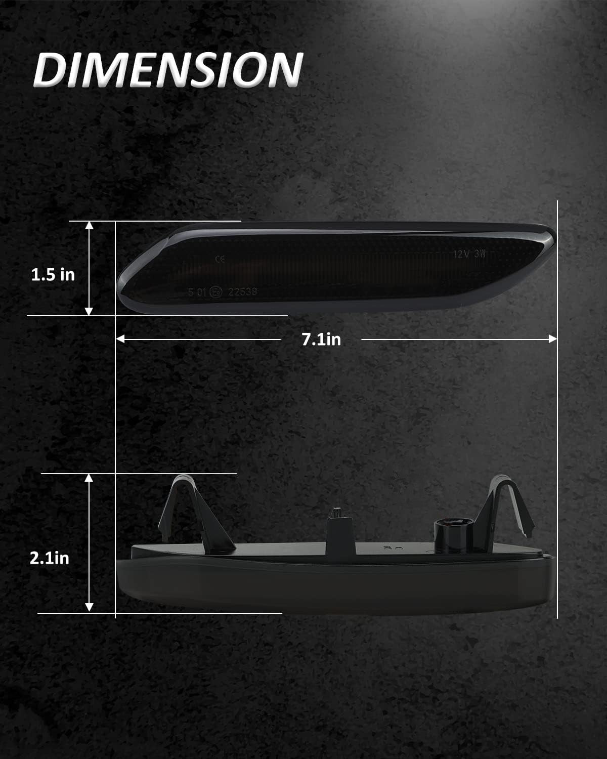 For Mini Cooper Countryman 2012-2017 R60 R61 Fender Side Marker Light Smoke Lens