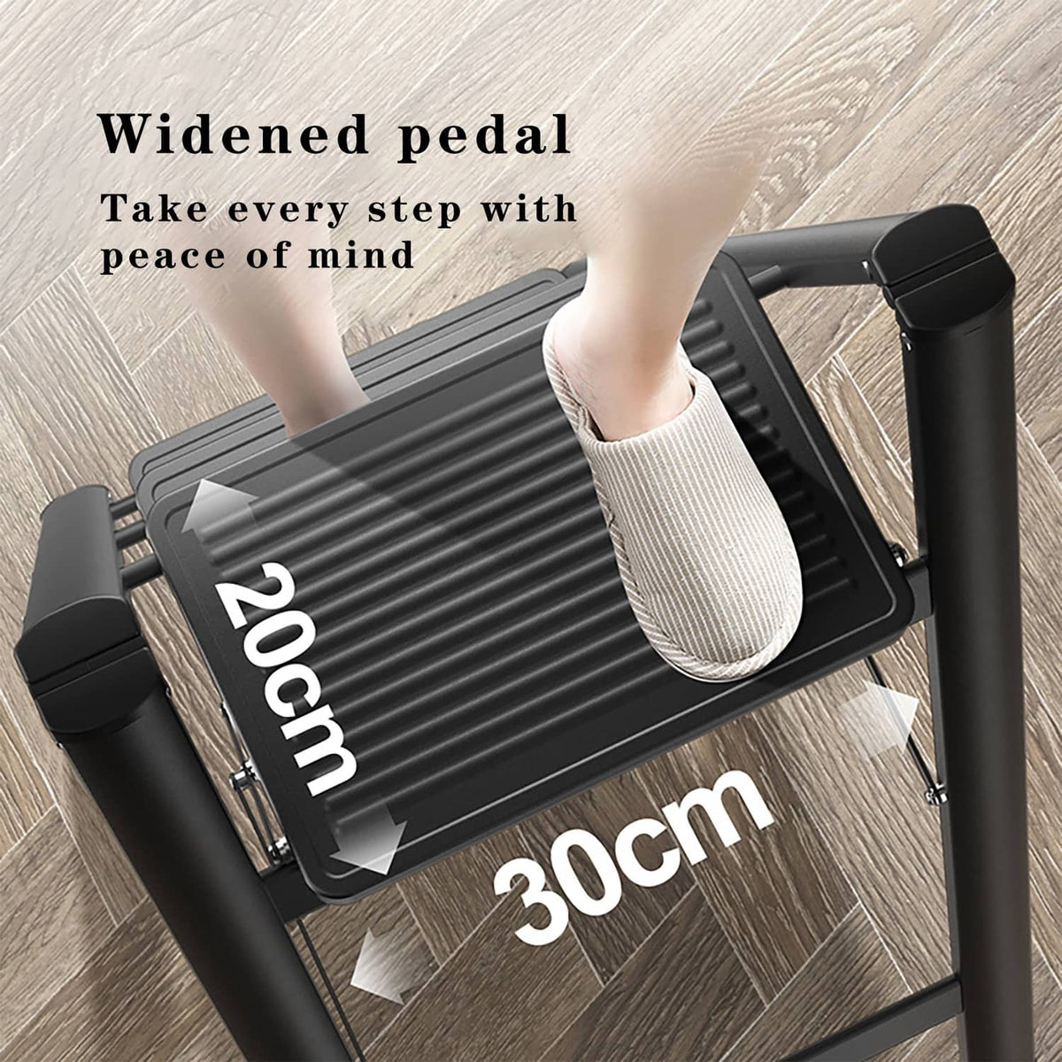 Solid Spare Stepladder, 3 Tiers, Foldable, Aluminum, Wide, Lightweight, Compact, Ladder