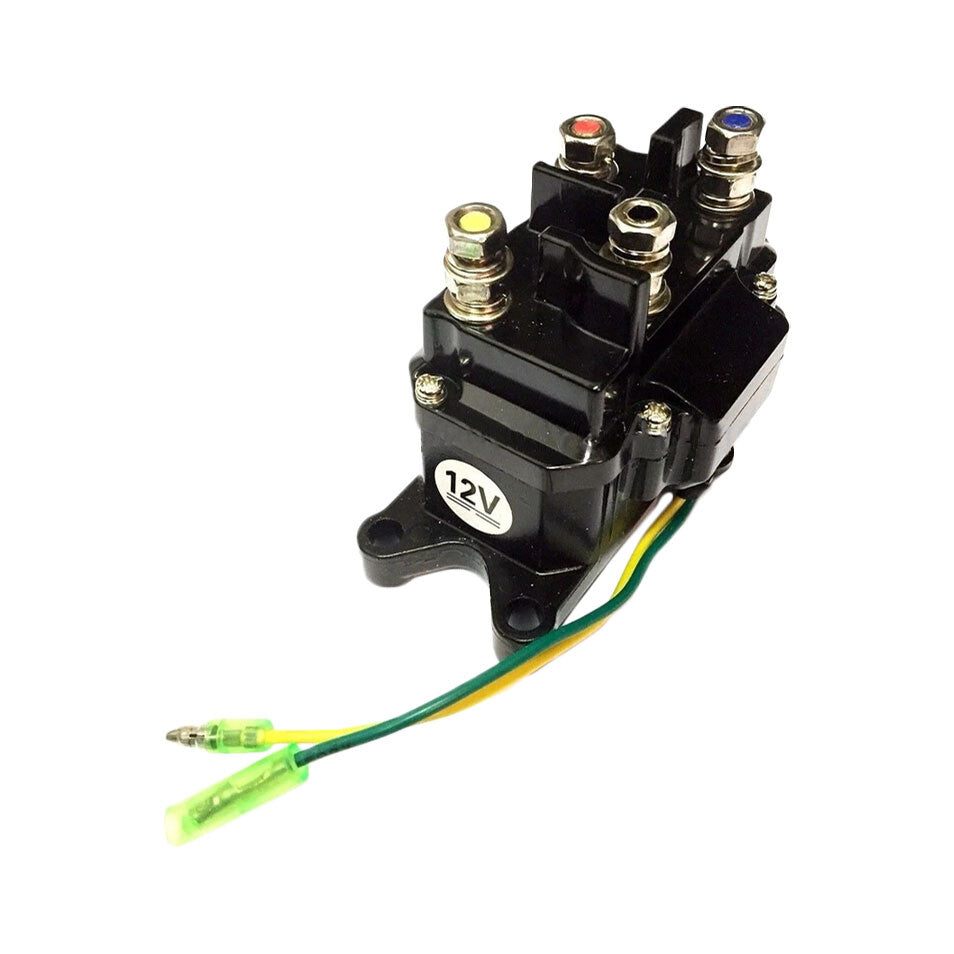 12V Solenoid Relay Contactor & Winch Rocker Thumb Switch w/ Mounting Bracket