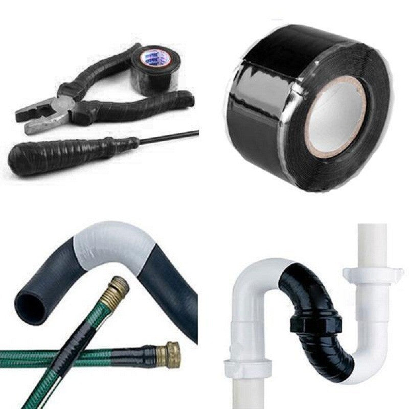 Silicone Tape Self Fusing Plumber Electrition Pipe Repair Hose Leak Black Useful